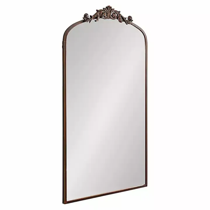 Bronze Metal Arch Ornate Crown Wall Mirror
