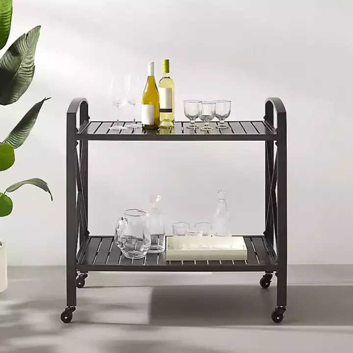 Bronze Metal 2-Tier Outdoor Bar Cart