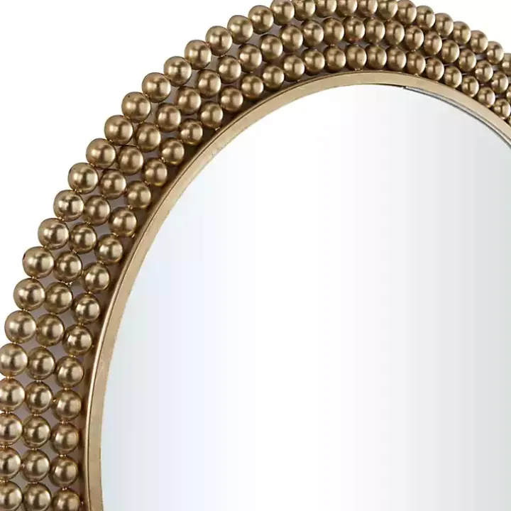 Bronze Metal Tiered Bead Frame Wall Mirror