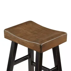 Brown & Black Wood Bar Stools, Set of 2