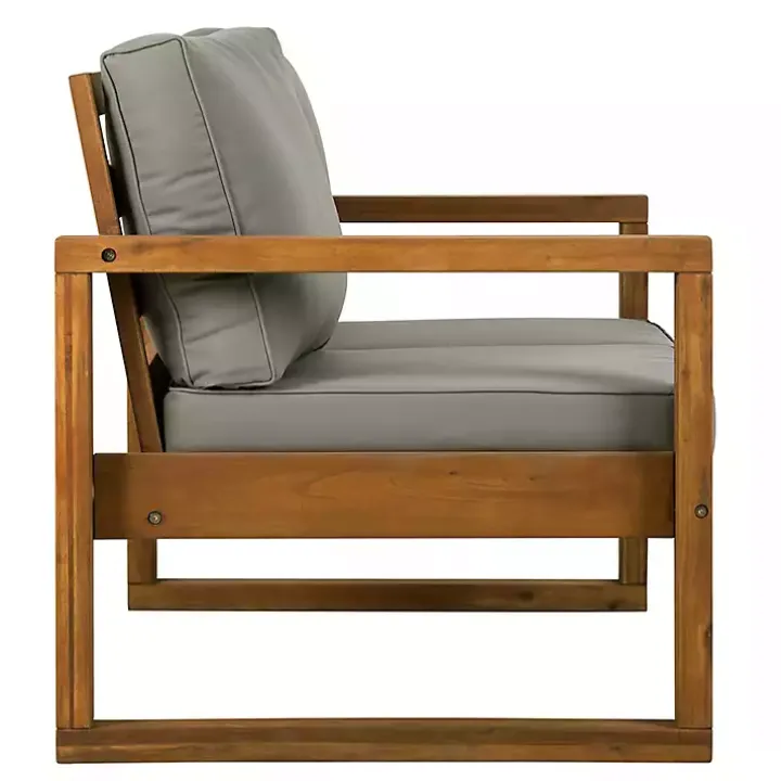 Brown Acacia Outdoor Loveseat with Cushions