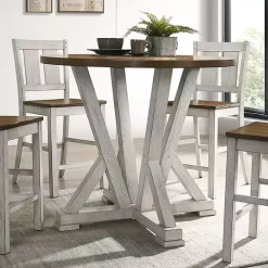 Brown and Antique White Wood Counter Table
