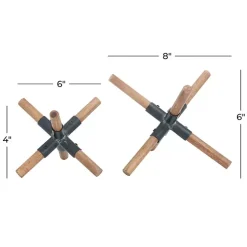Brown and Black Wood Abstract Sculptures, Set of 2