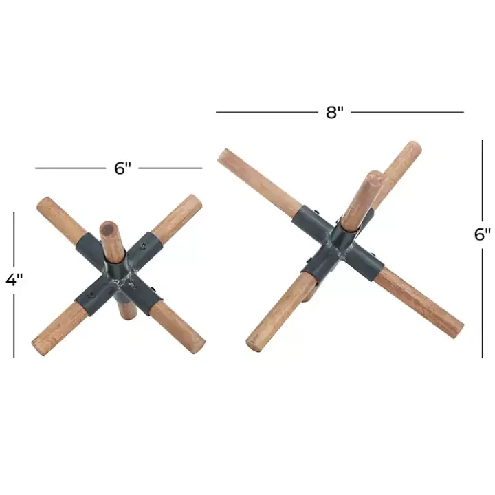 Brown and Black Wood Abstract Sculptures, Set of 2
