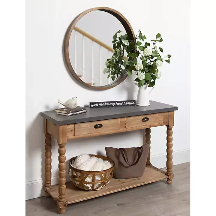 Brown and Gray Wood 2-Drawer Console Table