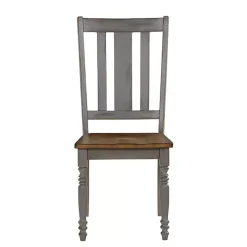 Brown and Gray Wooden Dining Chairs, Set of 2