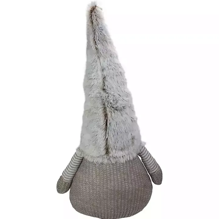 Brown and White Knit LED Gnome