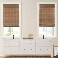 Brown Bamboo Light Filtering Roman Shade, 33 in.