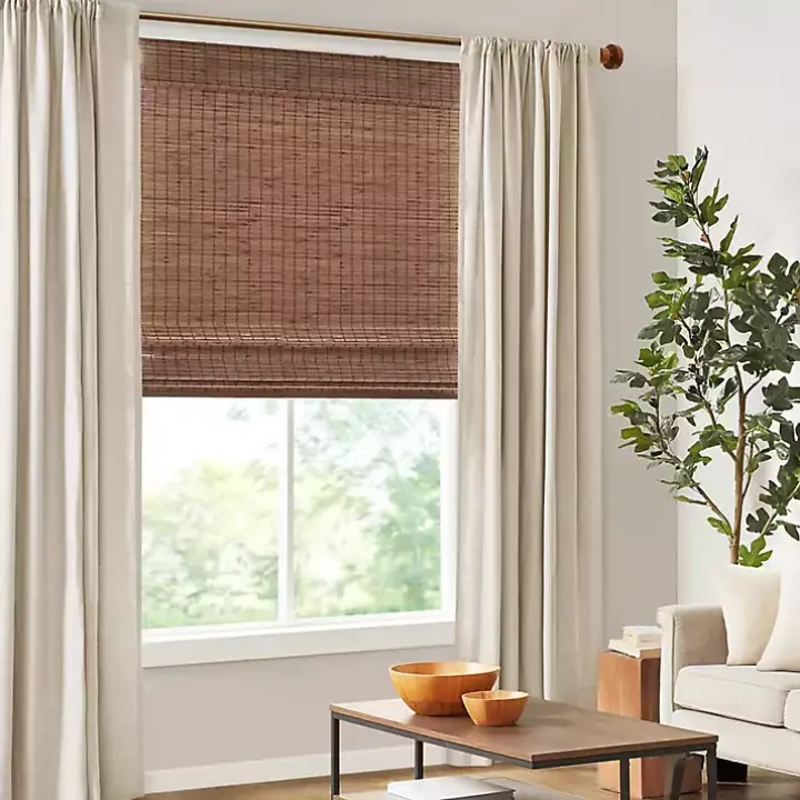Brown Bamboo Light Filtering Roman Shade, 35 in.