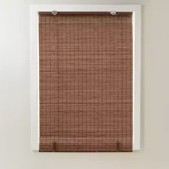 Brown Bamboo Light Filtering Roman Shade, 35 in.