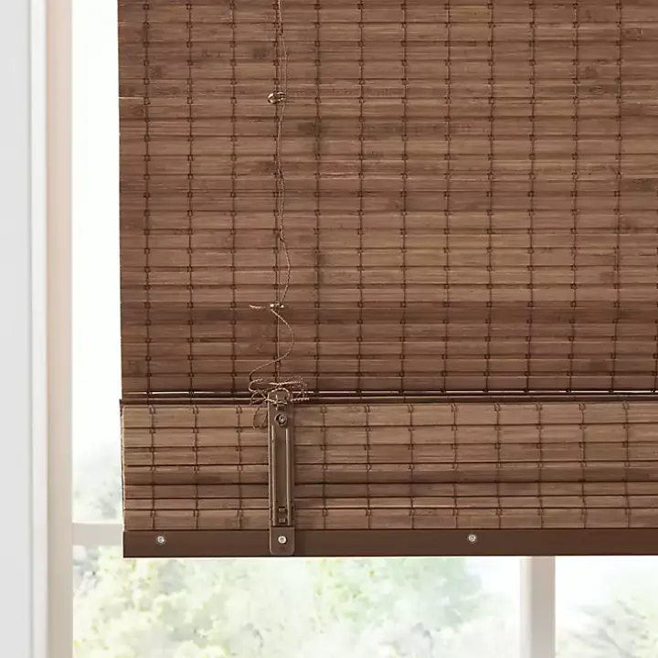 Brown Bamboo Light Filtering Roman Shade, 35 in.