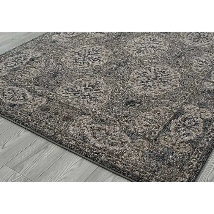 Brown Bordered Pattern Area Rug, 4x6
