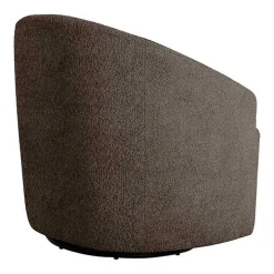 Brown Boucle Barrel Swivel Accent Chair