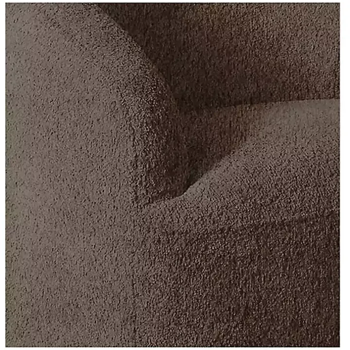 Brown Boucle Barrel Swivel Accent Chair