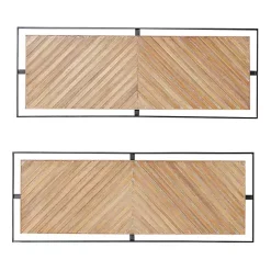 Brown Chevron Wood Wall Plaques, Set of 2