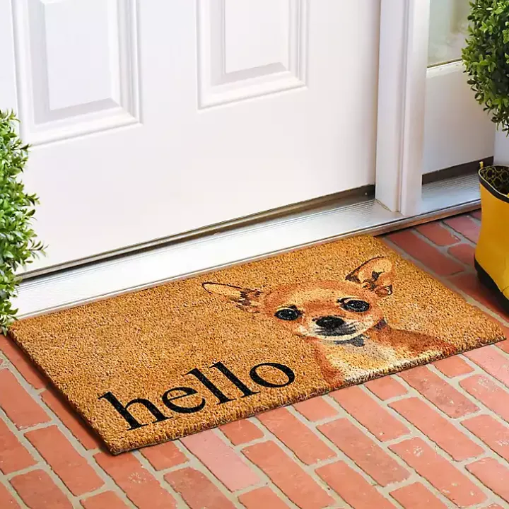 Brown Chihuahua Hello Doormat
