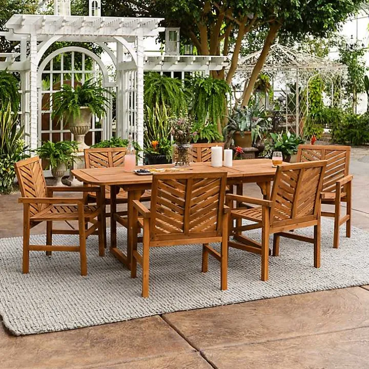 Brown Extendable Table 7-pc. Outdoor Dining Set