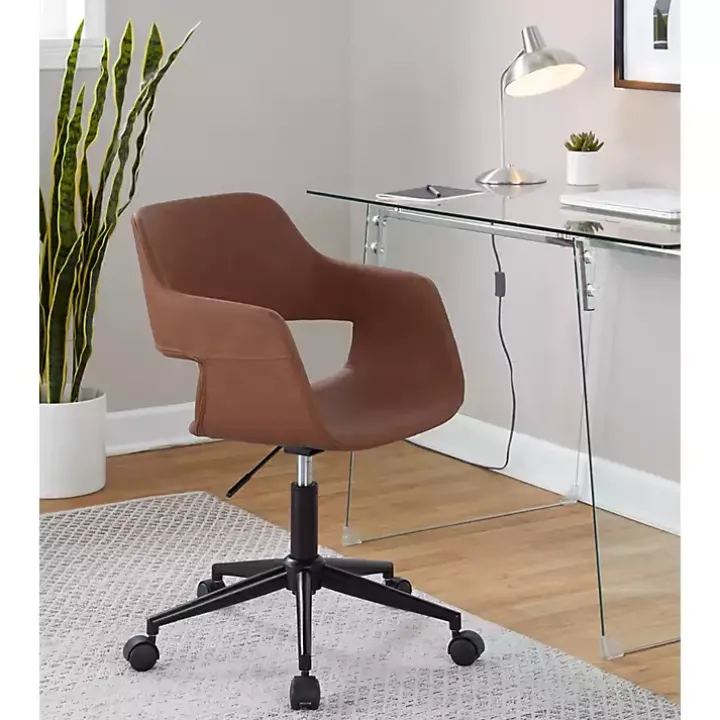 Brown Faux Leather & Black Marshall Office Chair