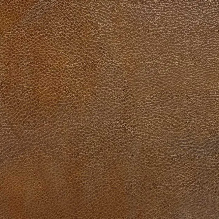Brown Faux Leather Channeled Upholstered Ottoman