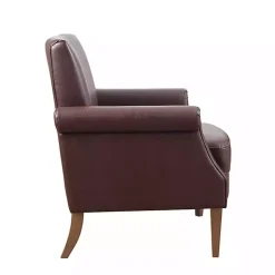 Brown Faux Leather Classic Accent Chair