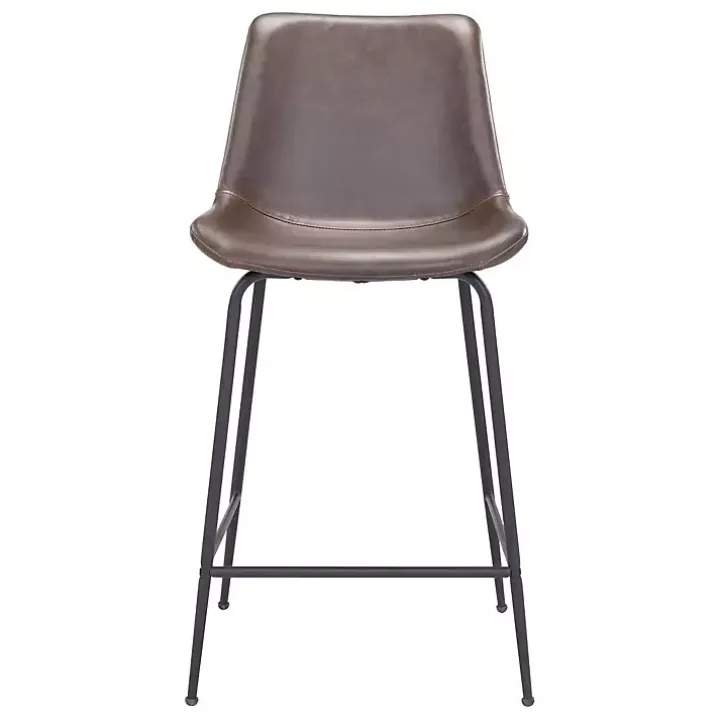 Brown Faux Leather Highback Counter Stool