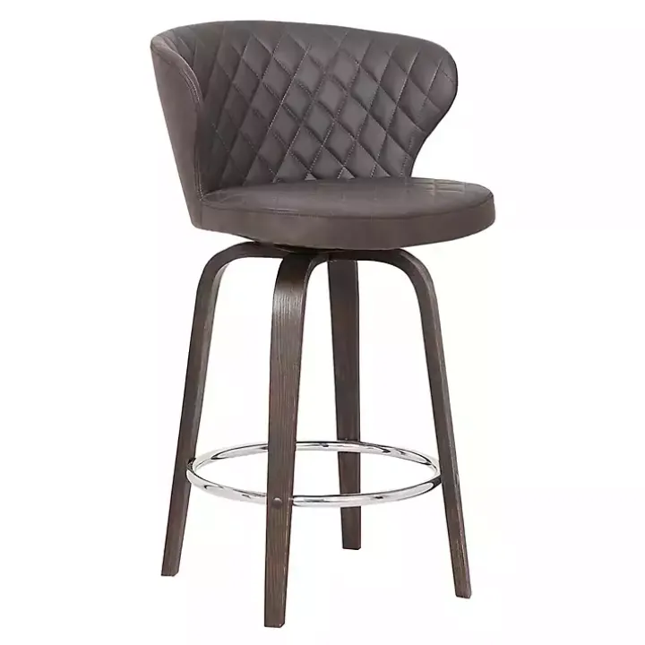 Brown Faux Leather Mynette Swivel Stool, 36 in.