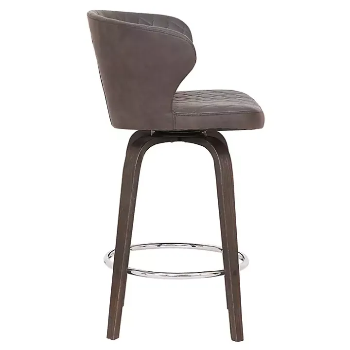 Brown Faux Leather Mynette Swivel Stool, 36 in.