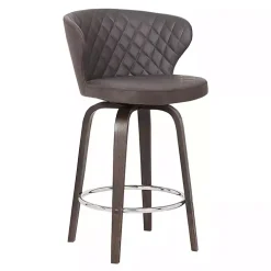 Brown Faux Leather Mynette Swivel Stool, 40 in.