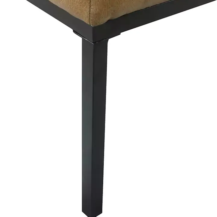 Brown Faux Leather Tufted Button Bench