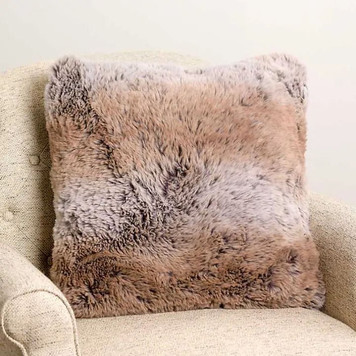 Brown Faux Wolf Fur Pillow