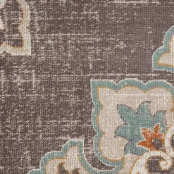 Brown Floral Medallion Outdoor Area Rug, 5x7