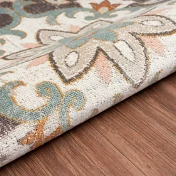 Brown Floral Medallion Outdoor Area Rug, 5x7