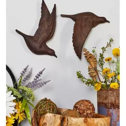 Brown Flying Birds Wall Sculptures, Set of 3