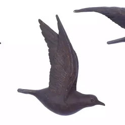 Brown Flying Birds Wall Sculptures, Set of 3