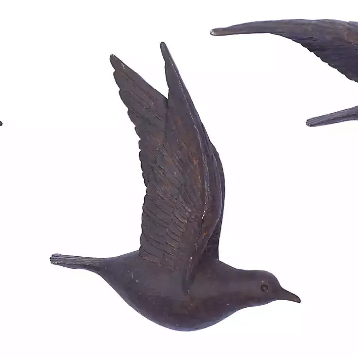 Brown Flying Birds Wall Sculptures, Set of 3