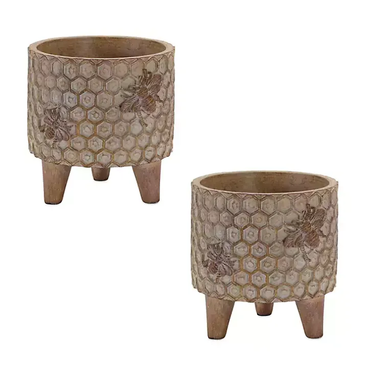 Brown Honeycomb Planters, Set of 2