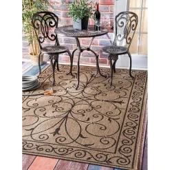 Brown Kathleen Scroll Outdoor Area Rug, 5x7