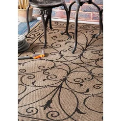 Brown Kathleen Scroll Outdoor Area Rug, 5x7