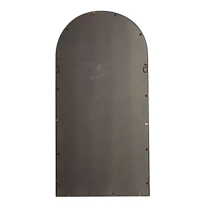 Brown Metal Arch Frame Windowpane Wall Mirror