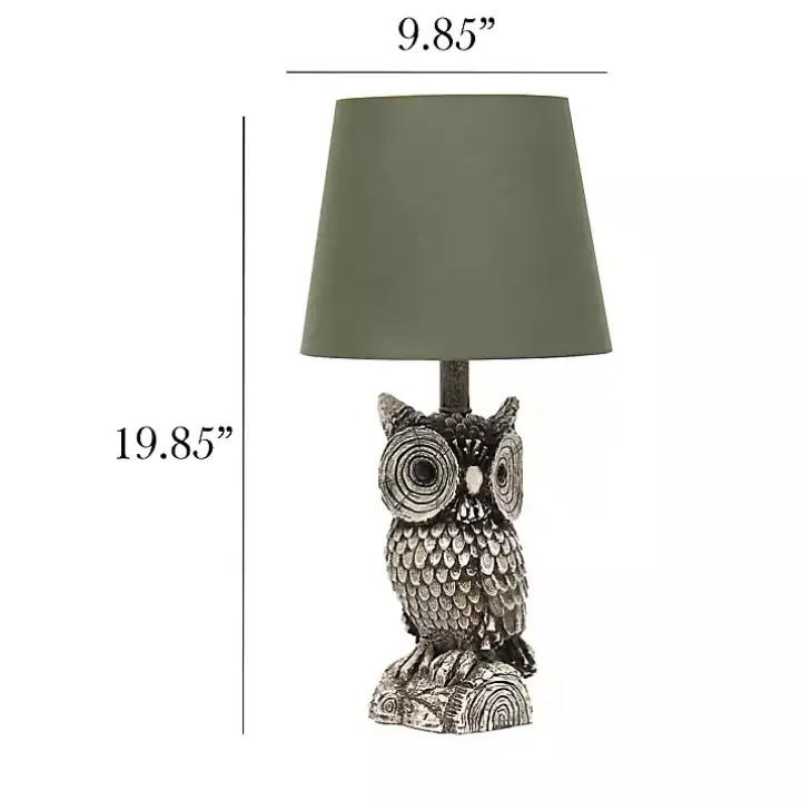 Brown Owl and Green Shade Table Lamp