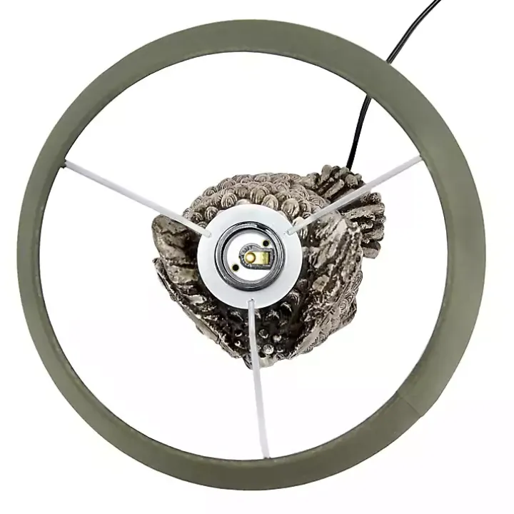 Brown Owl and Green Shade Table Lamp