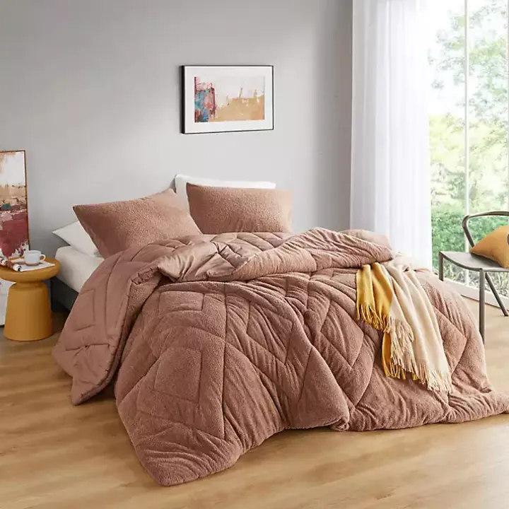 Brown Quilted Teddy 3-pc. Full/Queen Comforter Set