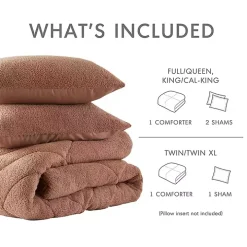 Brown Quilted Teddy 3-pc. Full/Queen Comforter Set