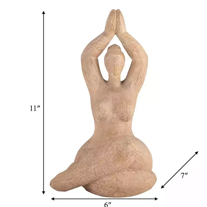 Brown Resin Namaste Female Yoga Figurine