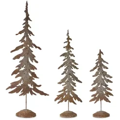 Brown Rustic Metal Cutout Trees, Set of 3