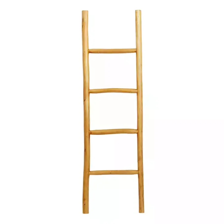 Brown Teak Wood Leaning Ladder