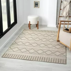 Brown Transitional Stripes Indoor/Outdoor Rug, 5x7