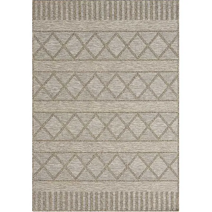 Brown Transitional Stripes Outdoor Rug, 8x10