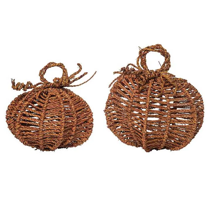 Brown Twine Pumpkins, Set of 2