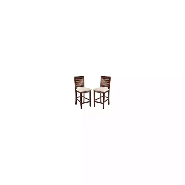 Brown Wilbur Cane Back Counter Stools, Set of 2